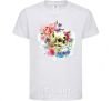 Kids T-shirt Skull in flowers White фото