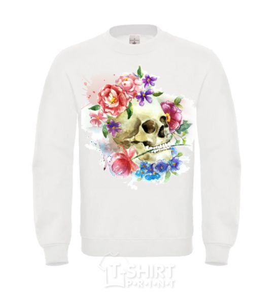 Sweatshirt Skull in flowers White фото