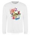 Sweatshirt Skull in flowers White фото