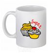 Ceramic mug Sweet cakes White фото