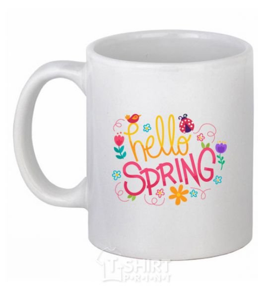 Ceramic mug Hello spring White фото