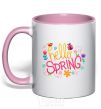 Mug with a colored handle Hello spring light-pink фото