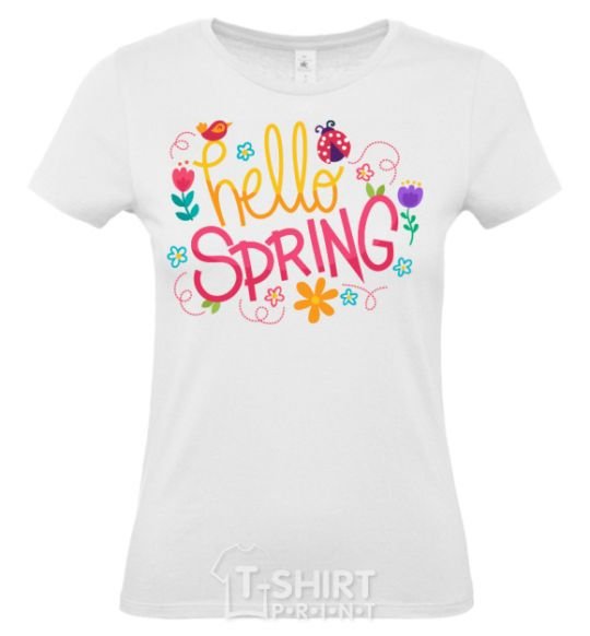 Women's T-shirt Hello spring White фото