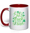 Mug with a colored handle Eat drink and be irish red фото