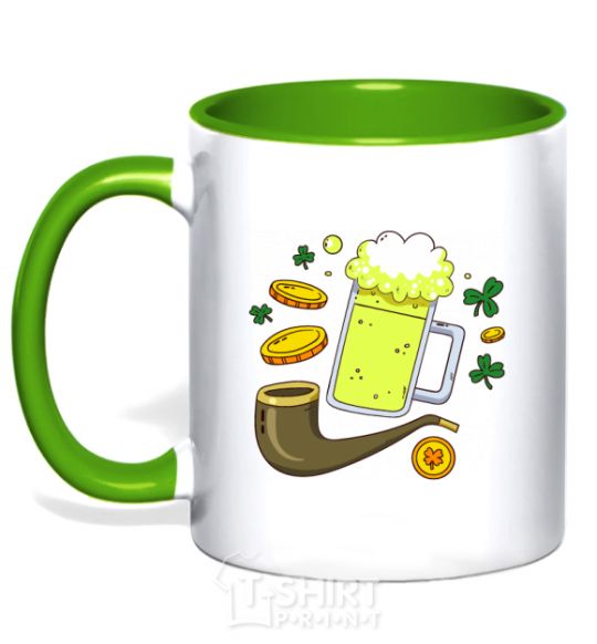 Чашка с цветной ручкой Irish things Зеленый фото
