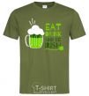 Мужская футболка Eat drink and be irish beer Оливковый фото