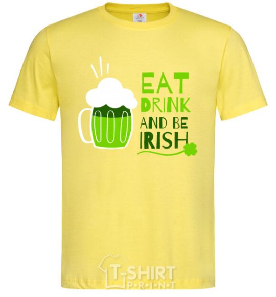 Мужская футболка Eat drink and be irish beer Лимонный фото