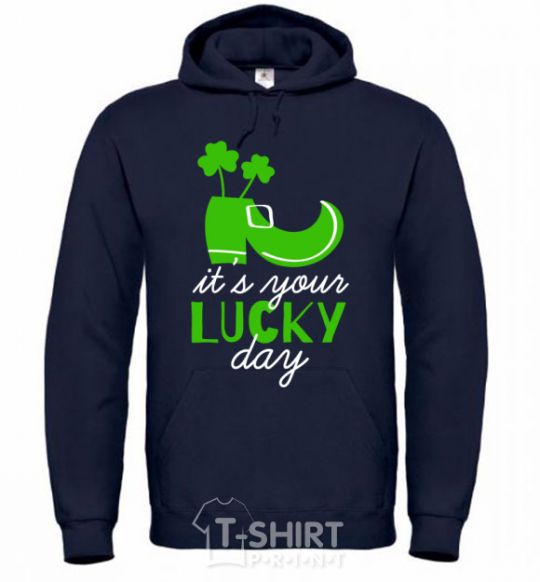 Men`s hoodie It's your lucky day navy-blue фото