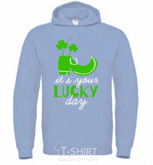 Men`s hoodie It's your lucky day sky-blue фото