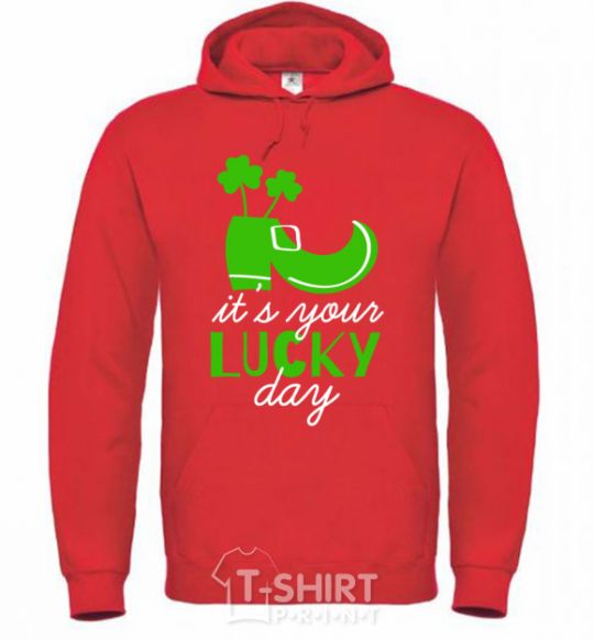 Men`s hoodie It's your lucky day bright-red фото