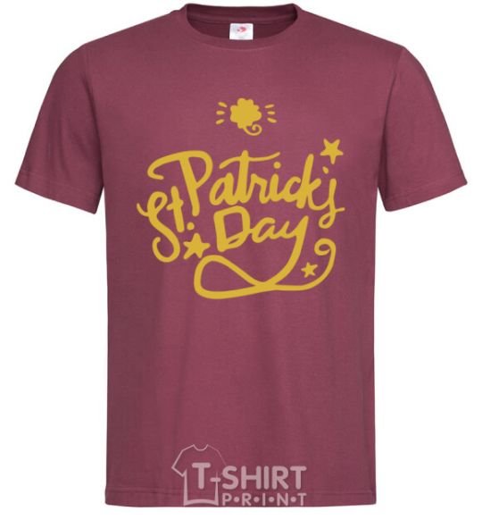 Men's T-Shirt St. Patricks Day stars burgundy фото