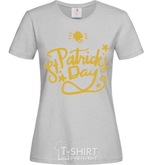 Women's T-shirt St. Patricks Day stars grey фото