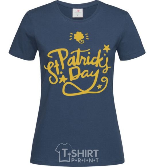 Women's T-shirt St. Patricks Day stars navy-blue фото