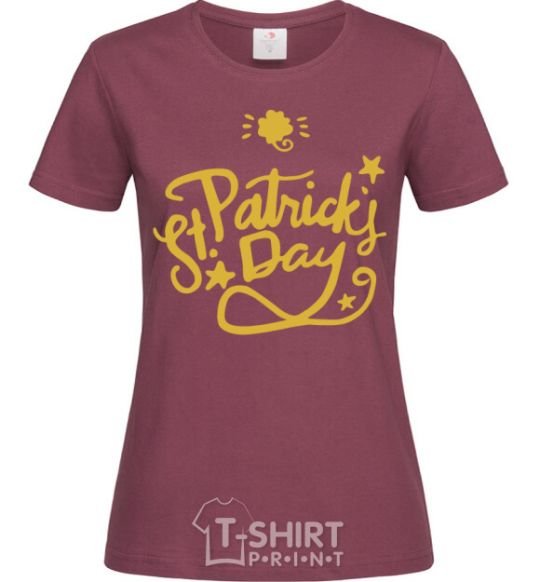 Women's T-shirt St. Patricks Day stars burgundy фото