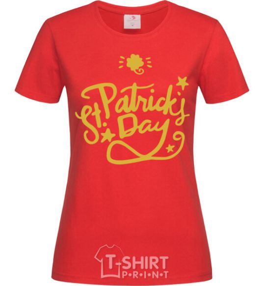 Women's T-shirt St. Patricks Day stars red фото