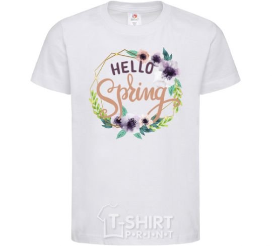 Kids T-shirt Hello spring frame White фото