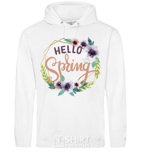 Men`s hoodie Hello spring frame White фото