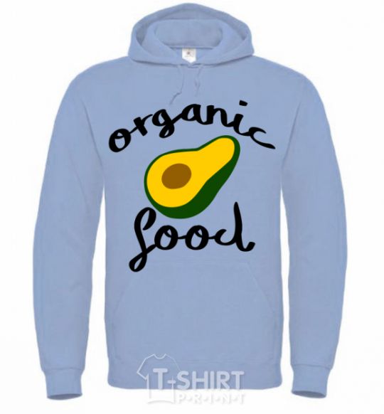 Men`s hoodie Organic food avocado sky-blue фото