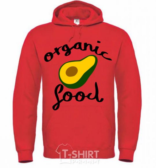 Men`s hoodie Organic food avocado bright-red фото