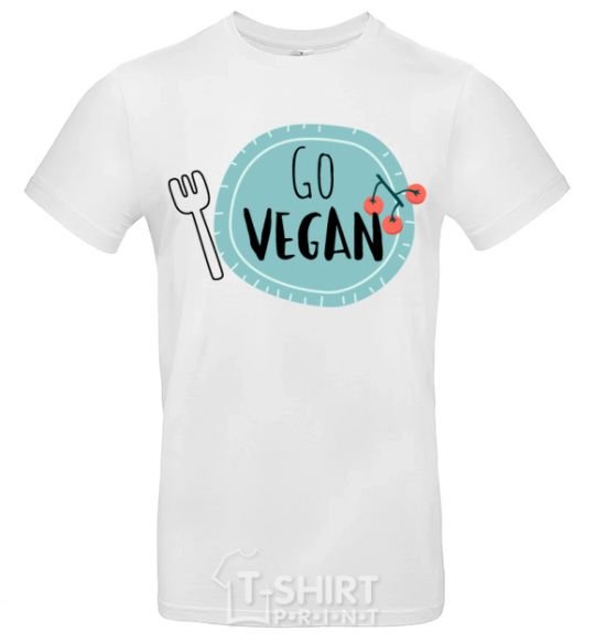 Men's T-Shirt Go vegan plate White фото