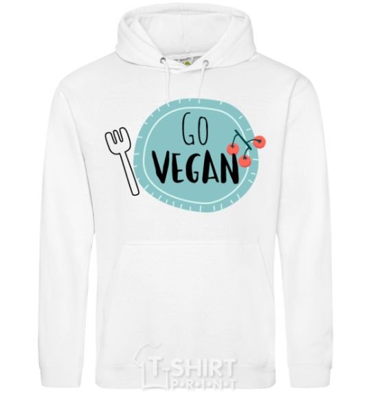 Men`s hoodie Go vegan plate White фото