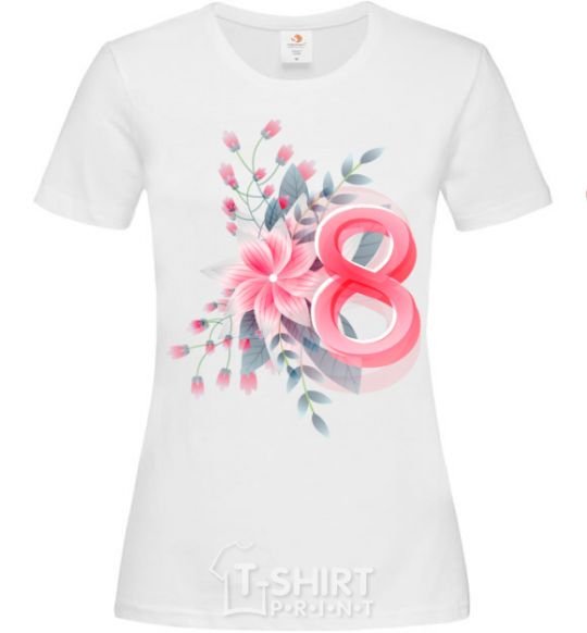 Женская футболка Eight flowers paint Белый фото