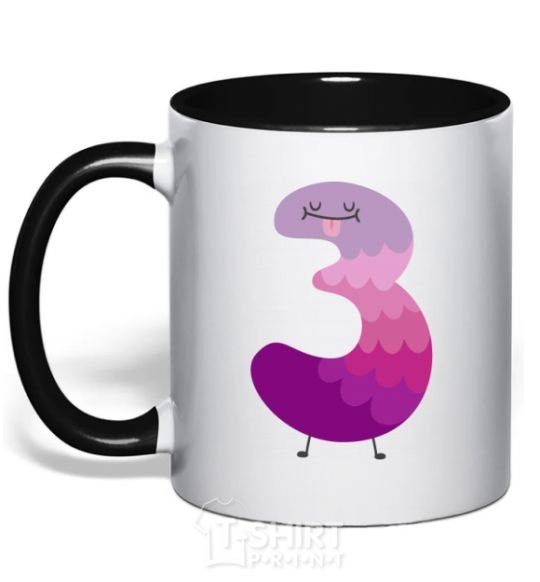 Mug with a colored handle Three fun black фото