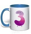 Mug with a colored handle Three fun royal-blue фото