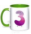 Mug with a colored handle Three fun kelly-green фото