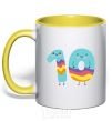 Mug with a colored handle Ten fun yellow фото