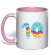 Mug with a colored handle Ten fun light-pink фото