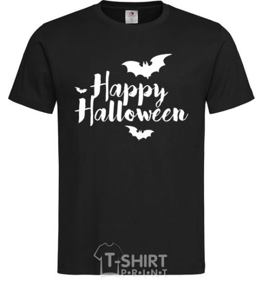 Мужская футболка Happy Halloween text Черный фото