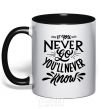 Mug with a colored handle If you never go you'll never know black фото
