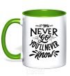 Mug with a colored handle If you never go you'll never know kelly-green фото