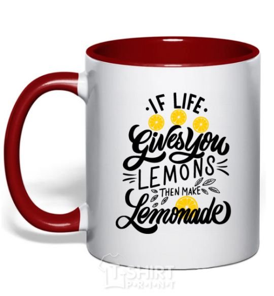 Mug with a colored handle If life gives you lemons then make lemonade red фото