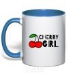 Mug with a colored handle Cherry girl royal-blue фото