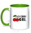 Mug with a colored handle Cherry girl kelly-green фото