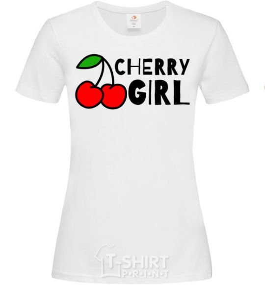 Women's T-shirt Cherry girl White фото