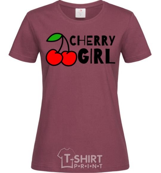 Women's T-shirt Cherry girl burgundy фото