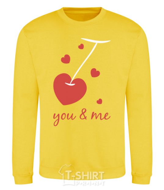 Sweatshirt You and me cherry heart yellow фото