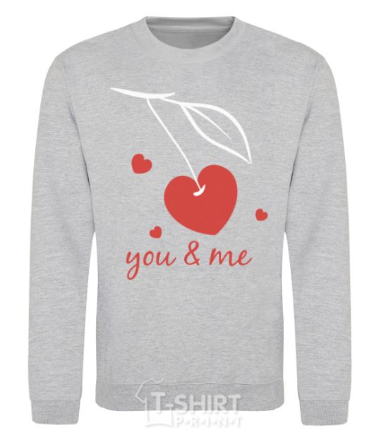 Sweatshirt You and me heart cherry sport-grey фото