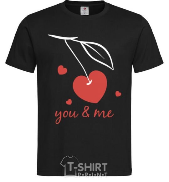 Men's T-Shirt You and me heart cherry black фото