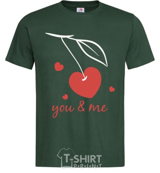 Мужская футболка You and me heart cherry Темно-зеленый фото