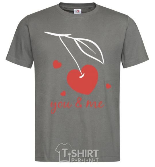 Men's T-Shirt You and me heart cherry dark-grey фото