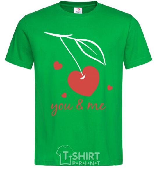 Мужская футболка You and me heart cherry Зеленый фото