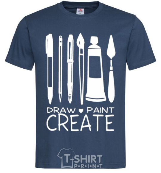 Men's T-Shirt Draw and paint create navy-blue фото