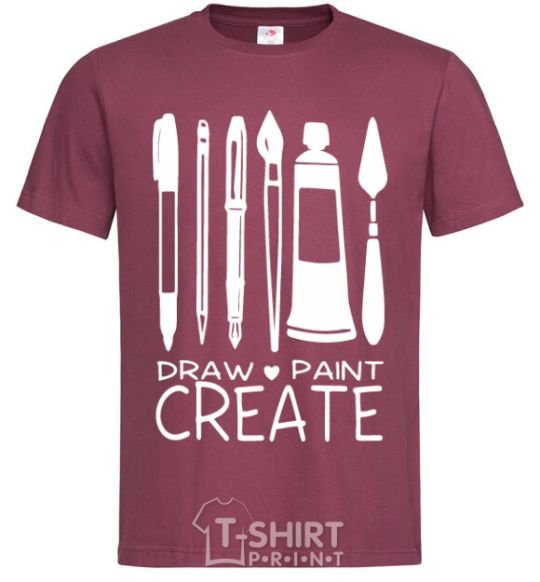 Men's T-Shirt Draw and paint create burgundy фото