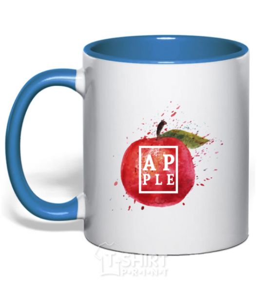 Mug with a colored handle Apple splash royal-blue фото