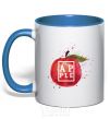 Mug with a colored handle Apple splash royal-blue фото