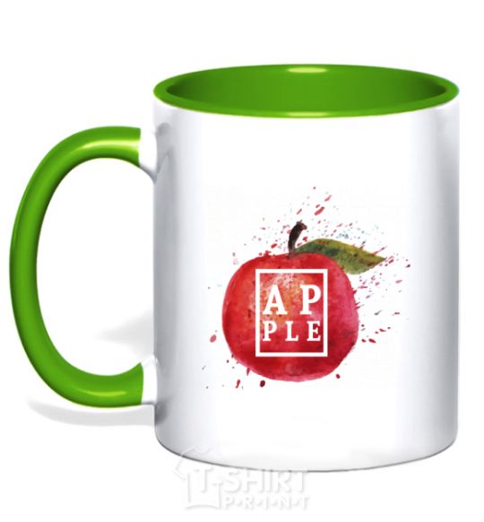 Mug with a colored handle Apple splash kelly-green фото
